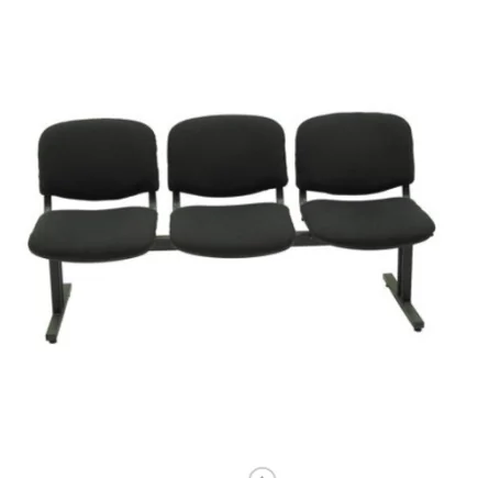 Chaise Visiteur Banquette 3 PLACES base NOIR simili cuir