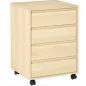 Caisson de rangement sur roulettes 4 tiroirs coulissants MDF aspect bois clair