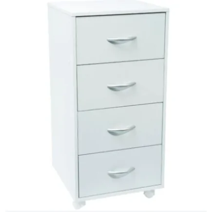 Meuble blanc 4 tiroirs sur roulettes  L*H*P : 45/90/40