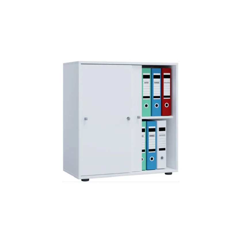 Meuble de rangement Classeur LONA  Étagère à dossiers et 2 compartiments Portes coulissantes