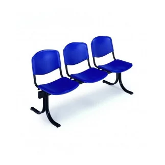 Banquette Visiteur 3 PLACES base noir couleur bleu