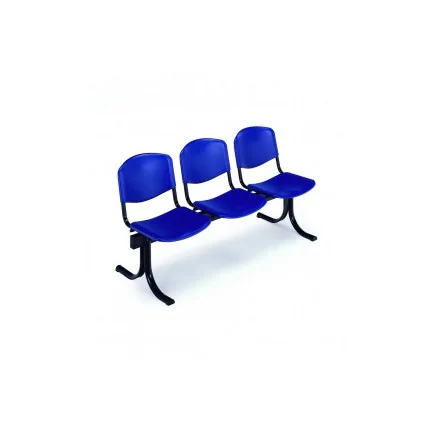 Banquette Visiteur 3 PLACES base noir couleur bleu