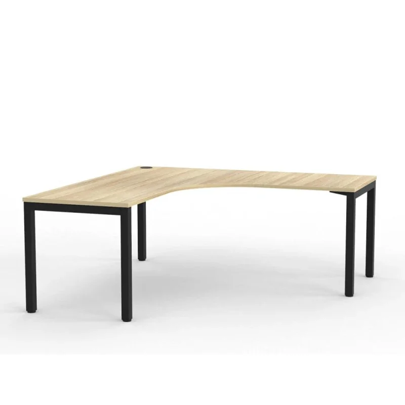 Bureau compact EXPRIM - L180 cm - Retour gauche - Plateau imitation Erable - Pieds carbone