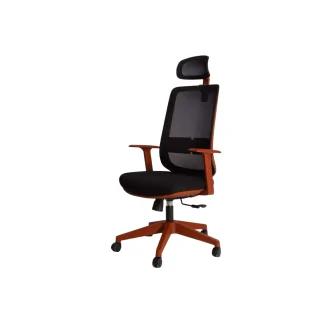 Fauteuil de direction MABEL avec un appui-tête réglable, des accoudoirs fixes et un siège rembourré.