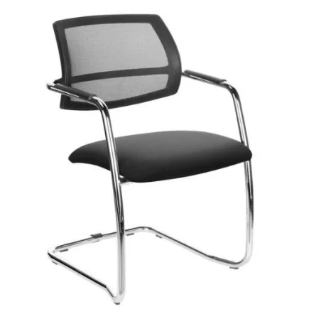 Chaise Visiteur Urban Avec Dossier En Résille & Assise Rembourrées Noir