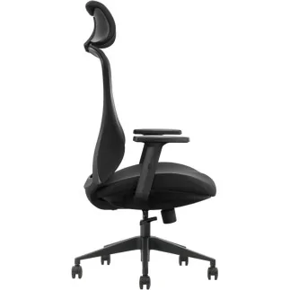 Chaise PRESTIGE base noir simili-cuir têtière accoudoirs et hauteur réglables