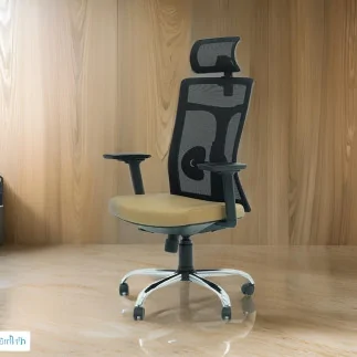 Chaise Directeur SUBLIME Avec Accoudoirs et base chromé– marron