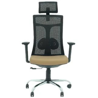 Chaise Directeur SUBLIME Avec Accoudoirs et base chromé– marron