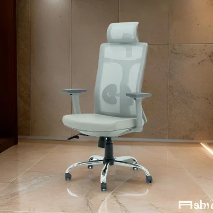 Chaise Directeur SUBLIME Avec Accoudoirs et base chromé– GRIS