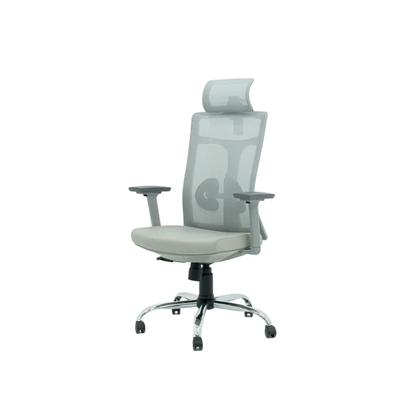 Chaise Directeur SUBLIME Avec Accoudoirs et base chromé– GRIS*ENJOY