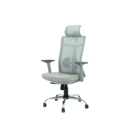 Chaise Directeur SUBLIME Avec Accoudoirs et base chromé– GRIS