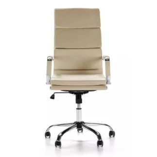 Chaise de Direction Florence HD Exécutive Cuir Haut-Dos Moderne  Réglable Rembourrée Pivotante Beige