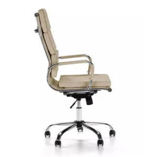 Chaise de Direction Florence HD Exécutive Cuir Haut-Dos Moderne  Réglable Rembourrée Pivotante Beige