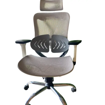 Chaise de direction ergonomique PRISMA avec excellente maille respirante base chromé, Gris