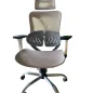 Chaise de direction ergonomique PRISMA avec excellente maille respirante base chromé, Gris