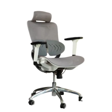 Chaise de direction ergonomique PRISMA avec excellente maille respirante base chromé, Gris