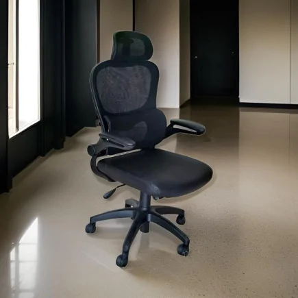 CHAISE DIRECTEUR MESH confort luxe + BASE NOIR , tétière et accoudoirs réglable