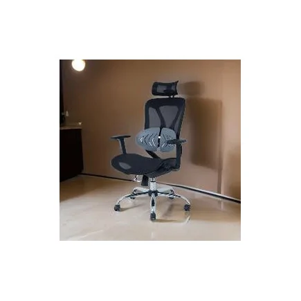 Chaise de direction ergonomique PRISMA avec excellente maille respirante base chromé, Noir*MOON