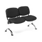 Banquette pour salle d’attente 2 Places base chromé simili cuir, Noir