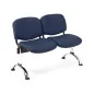 Banquette pour salle d’attente 2 Places base chromé simili cuir, Bleu Foncé