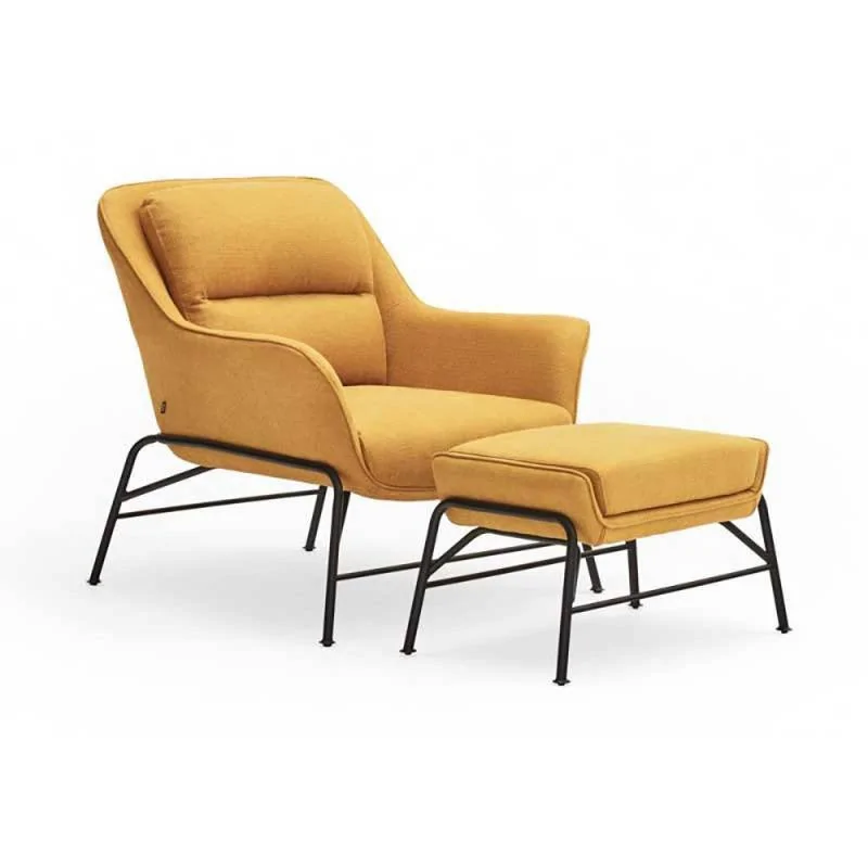 Fauteuil Telsa Jaune avec pouf - Métal