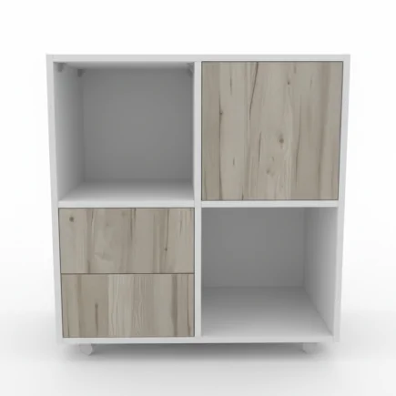 rangement de bureau tempo blanc et grège