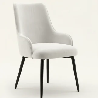 chaises vintage en tissu effet velours blanc COSETTE