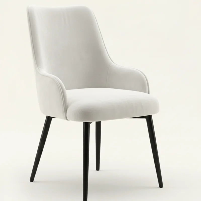 chaises vintage en tissu effet velours blanc COSETTE