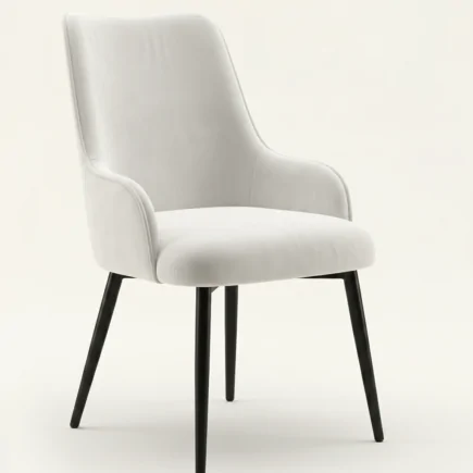 chaises vintage en tissu effet velours blanc COSETTE