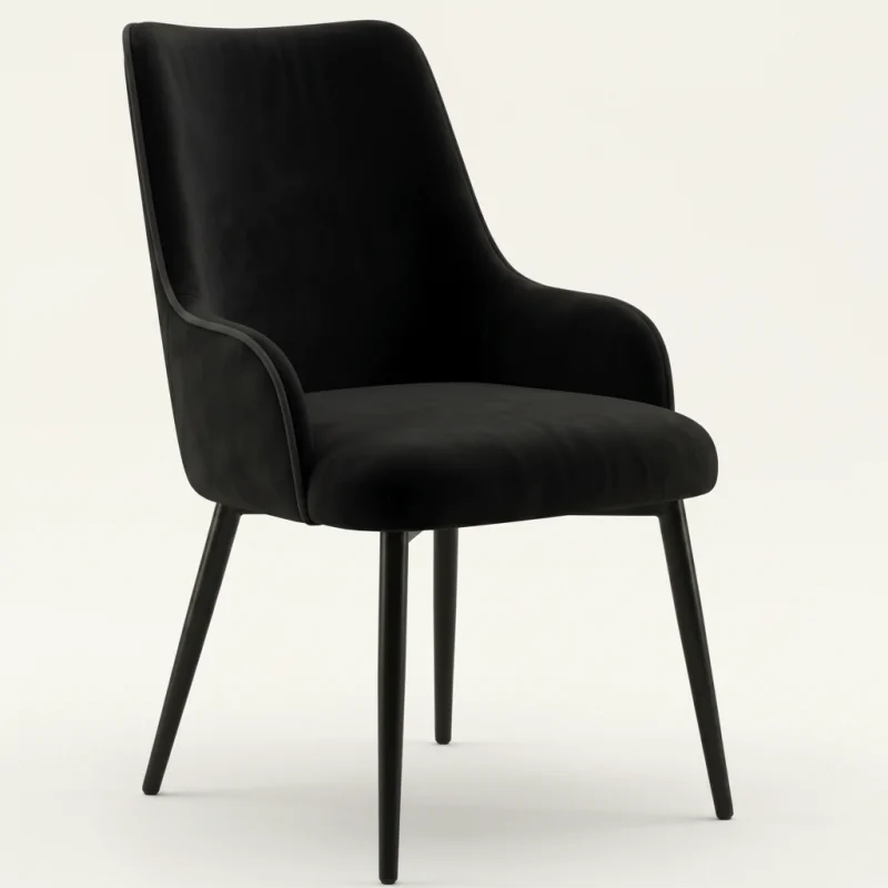 chaises vintage en tissu effet velours noir COSETTE