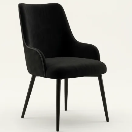 chaises vintage en tissu effet velours noir COSETTE